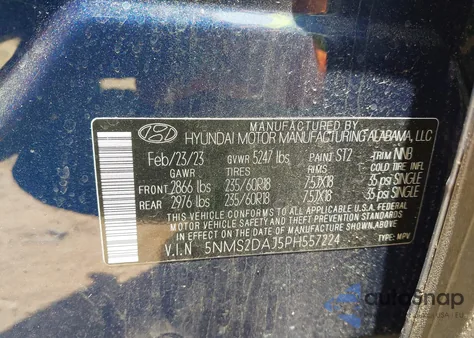 2023 Hyundai Santa Fe Sel from USA, damaged, VIN 5NMS2DAJ5PH557224